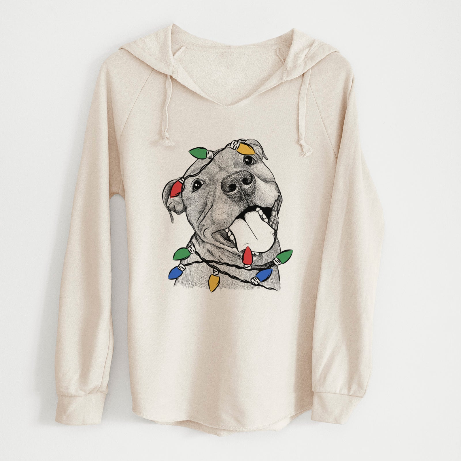 Christmas Lights Eloise the Pitbull Mix - Cali Wave Hooded Sweatshirt