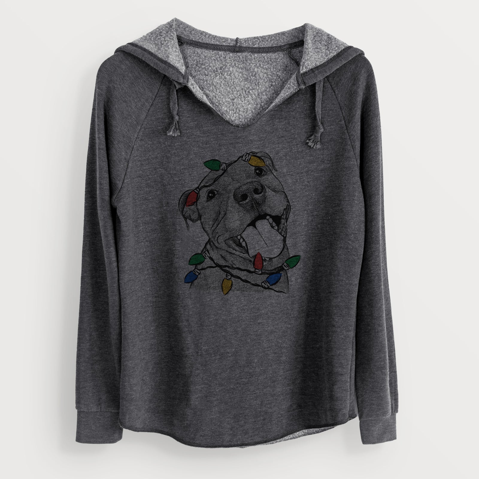 Christmas Lights Eloise the Pitbull Mix - Cali Wave Hooded Sweatshirt