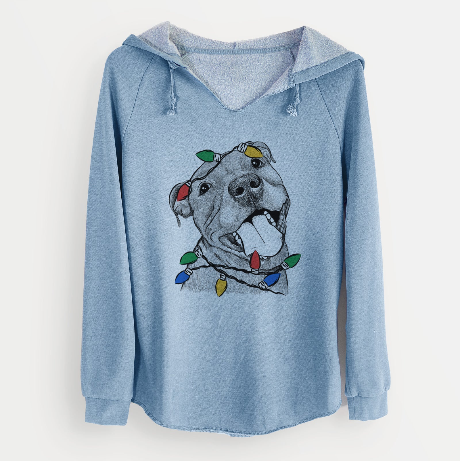 Christmas Lights Eloise the Pitbull Mix - Cali Wave Hooded Sweatshirt