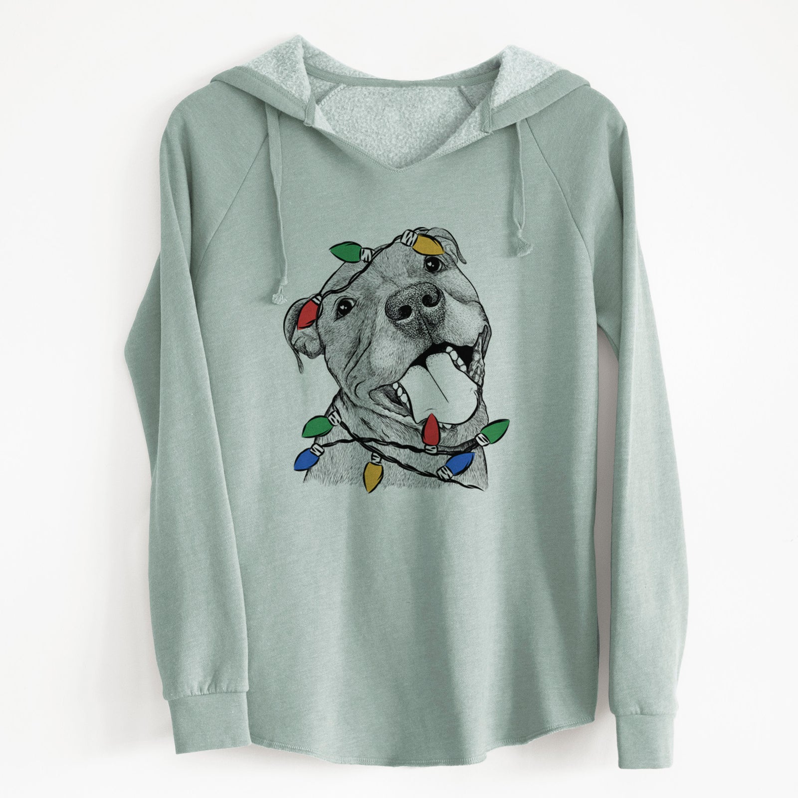 Christmas Lights Eloise the Pitbull Mix - Cali Wave Hooded Sweatshirt