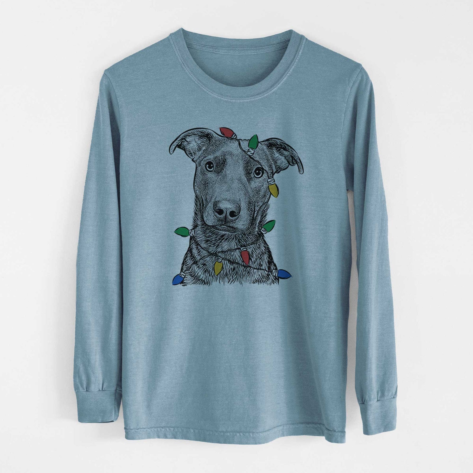 Christmas Lights Embyr the Mixed Breed - Heavyweight 100% Cotton Long Sleeve