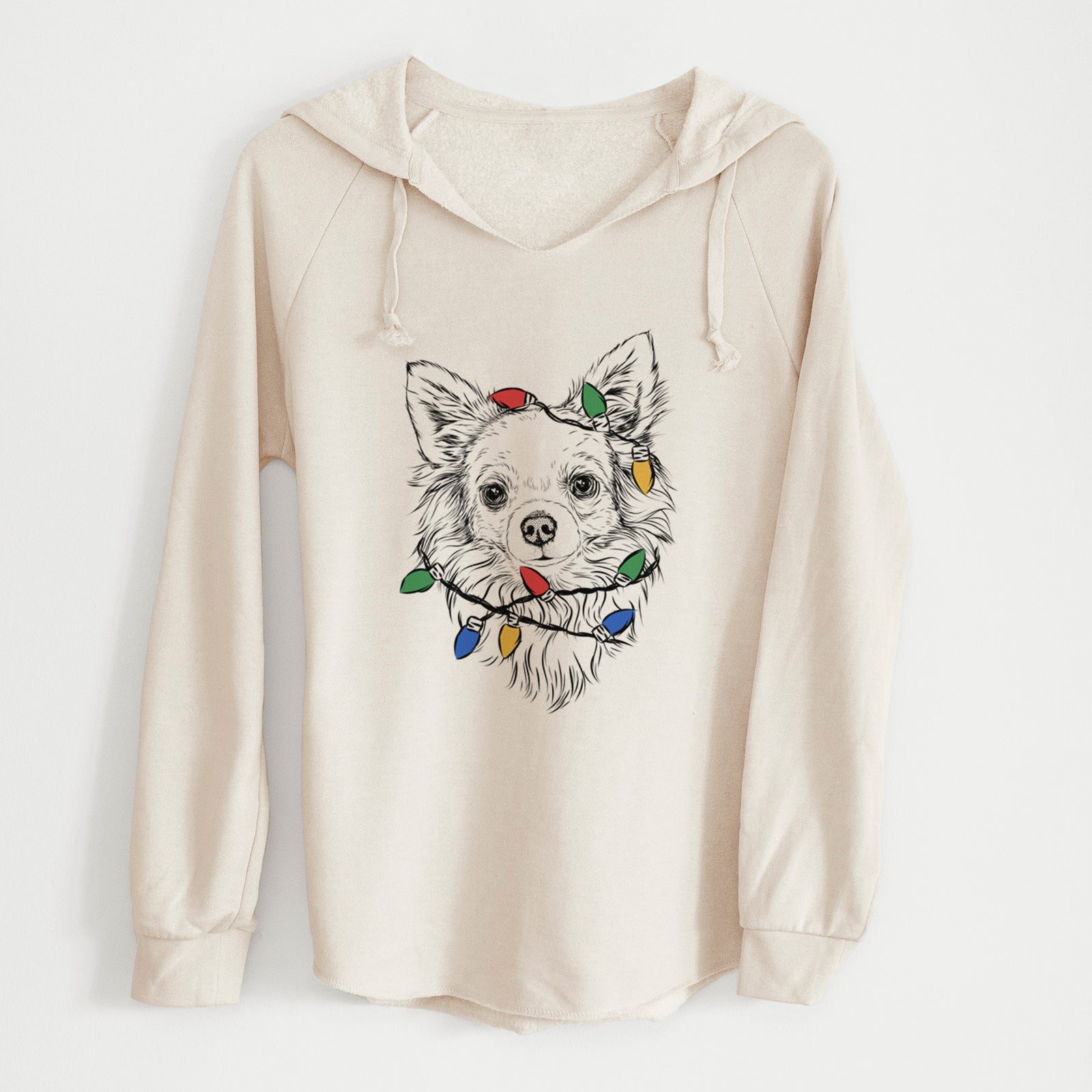 Christmas Lights Emma the Longhaired Chihuahua - Cali Wave Hooded Sweatshirt