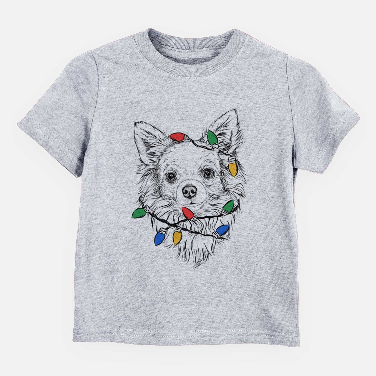 Christmas Lights Emma the Longhaired Chihuahua - Kids/Youth/Toddler Shirt