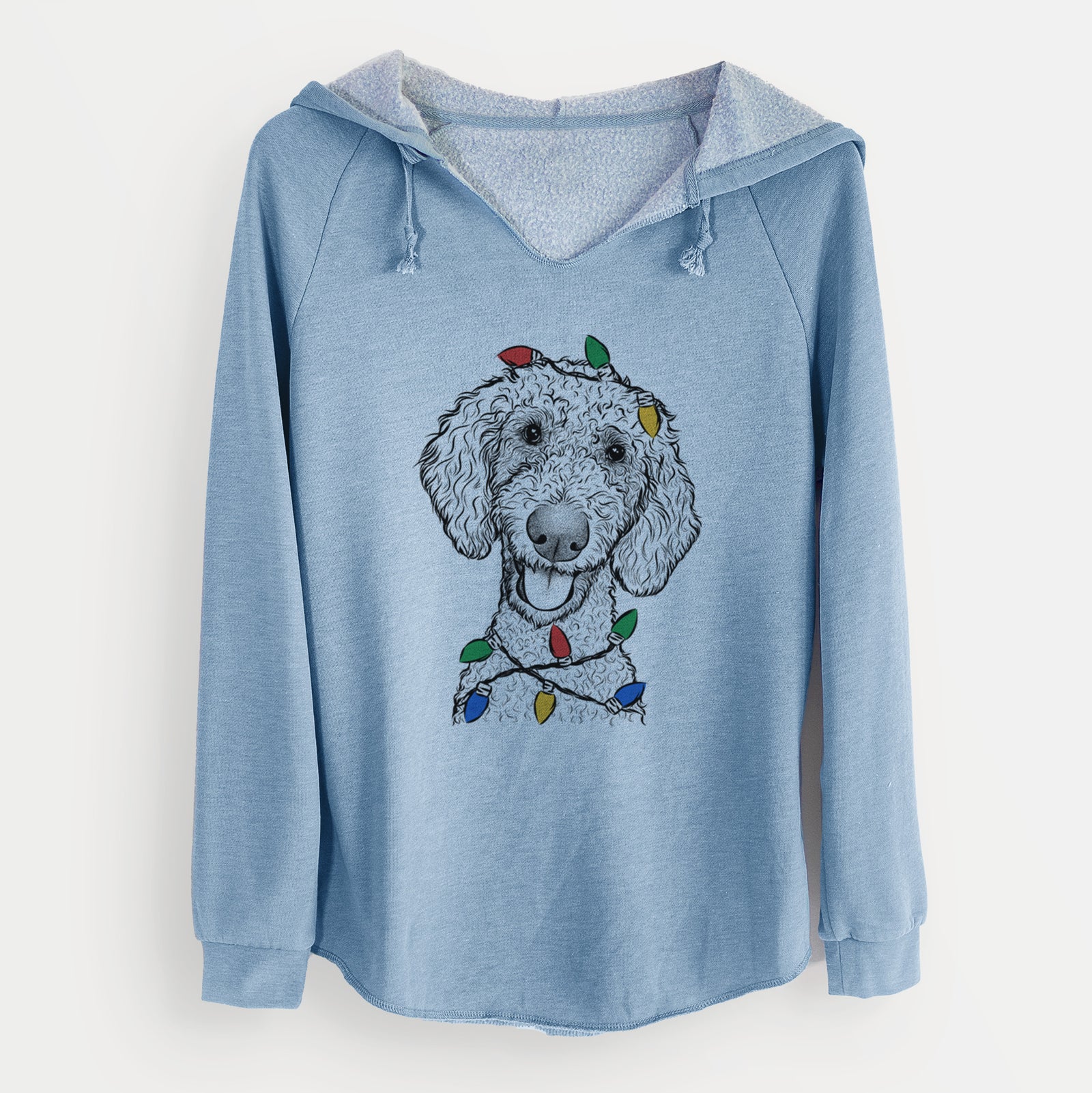 Christmas Lights Fenway the Goldendoodle - Cali Wave Hooded Sweatshirt