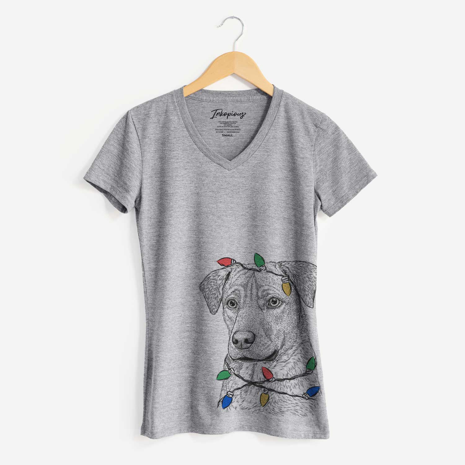 Christmas Lights Feta the Mixed Breed - Women's V-neck Shirt