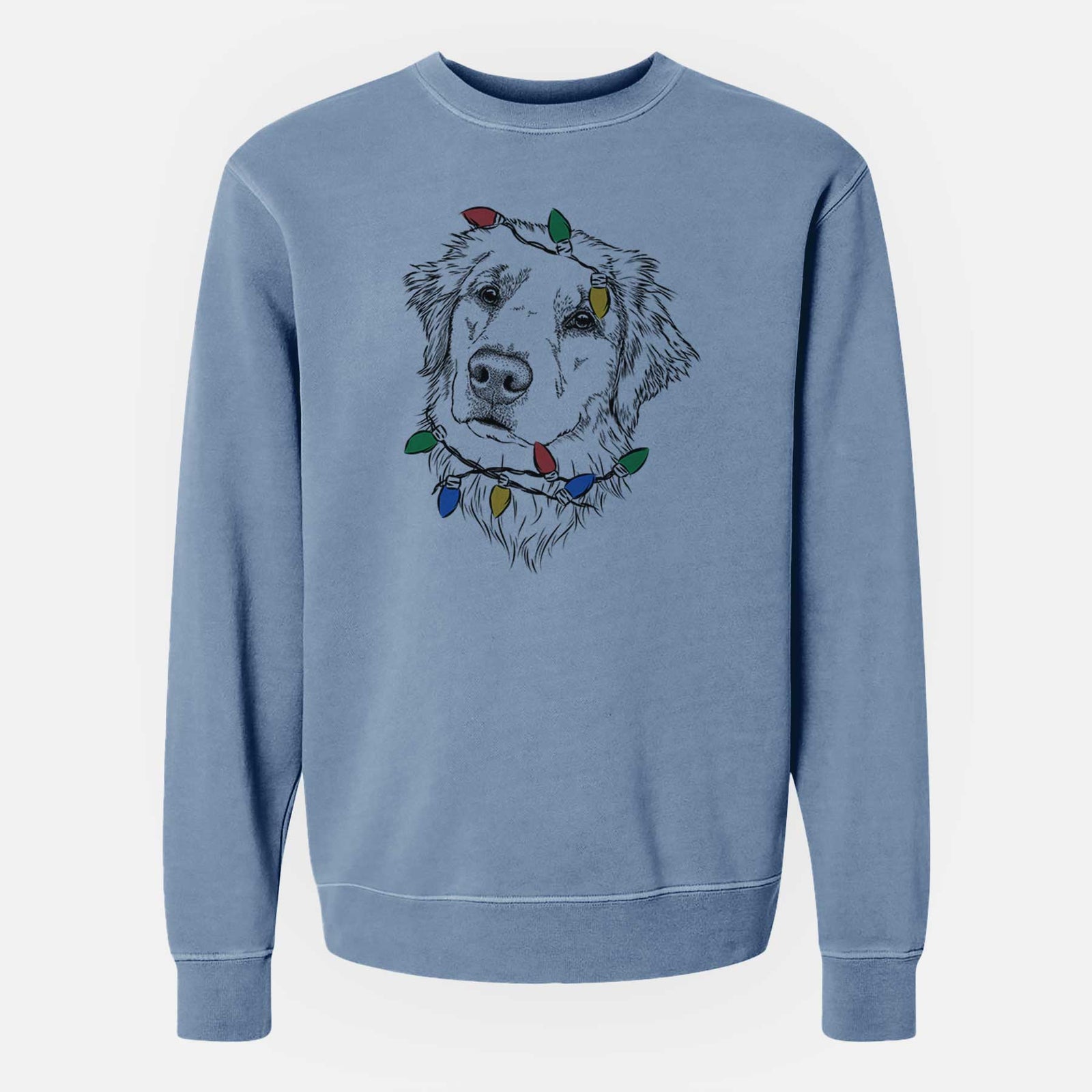 Christmas Lights Fiona the Golden Retriever - Unisex Pigment Dyed Crew Sweatshirt