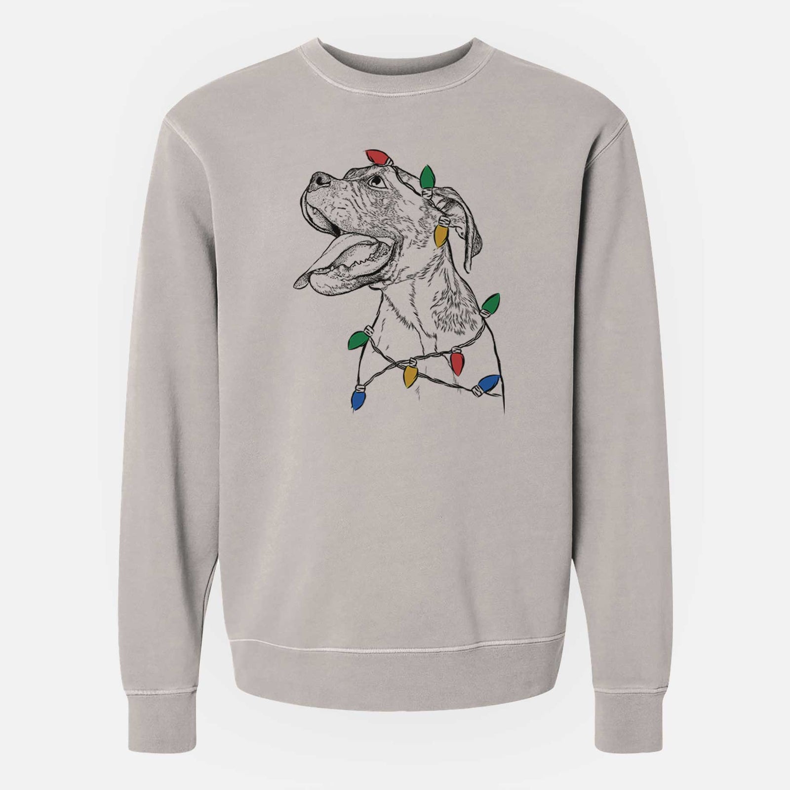 Christmas Lights Floyd the Boxer - Unisex Pigment Dyed Crew Sweatshirt