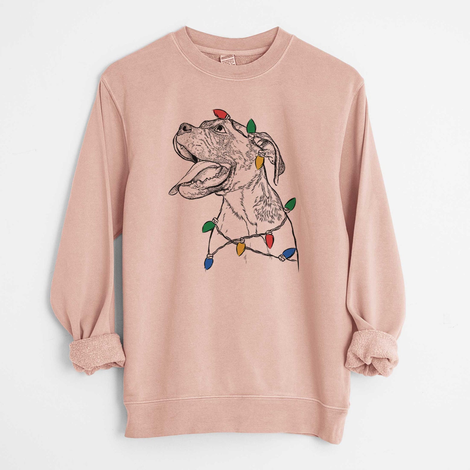 Christmas Lights Floyd the Boxer - Unisex Pigment Dyed Crew Sweatshirt