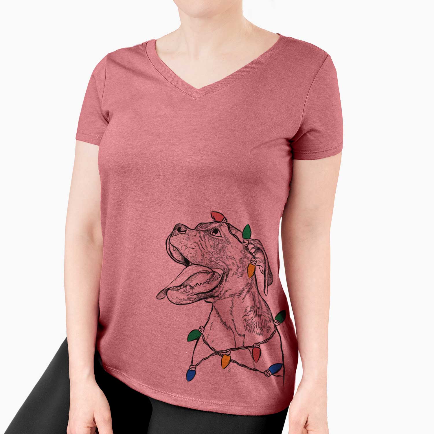 Christmas Lights Floyd the Boxer - Women's V-neck Shirt
