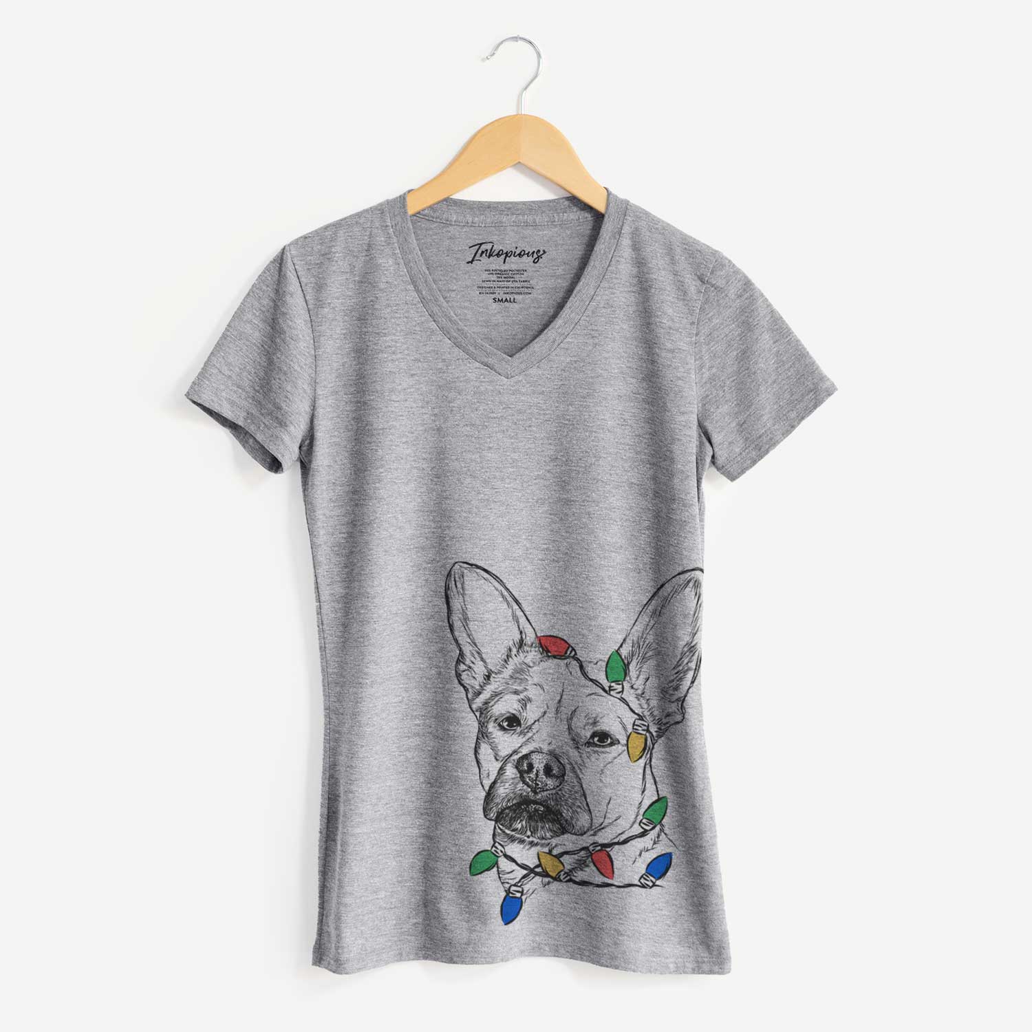 Christmas Lights Frankie the Mixed Breed - Women's V-neck Shirt