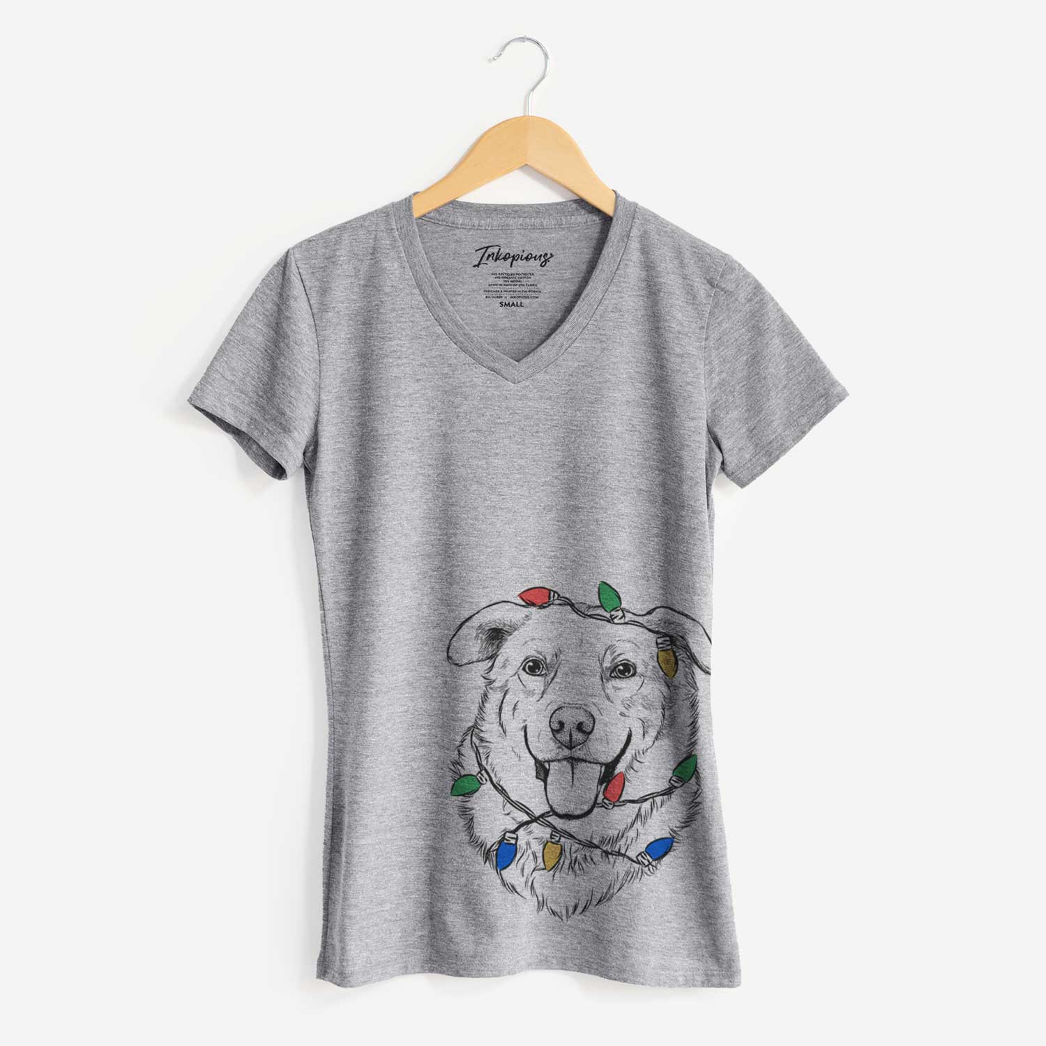 Christmas Lights Freeley the Mixed Breed - Women's V-neck Shirt