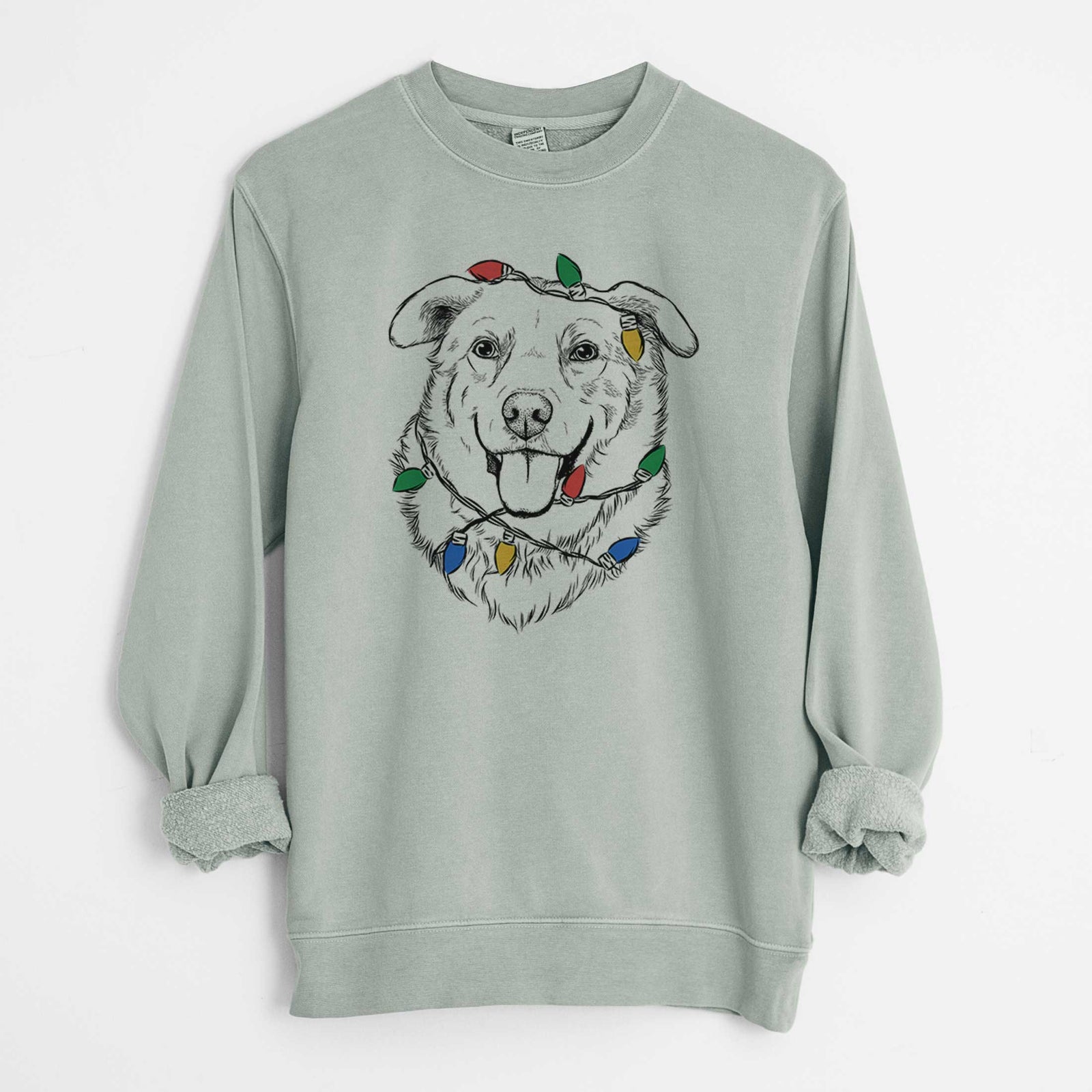 Christmas Lights Freeley the Mixed Breed - Unisex Pigment Dyed Crew Sweatshirt
