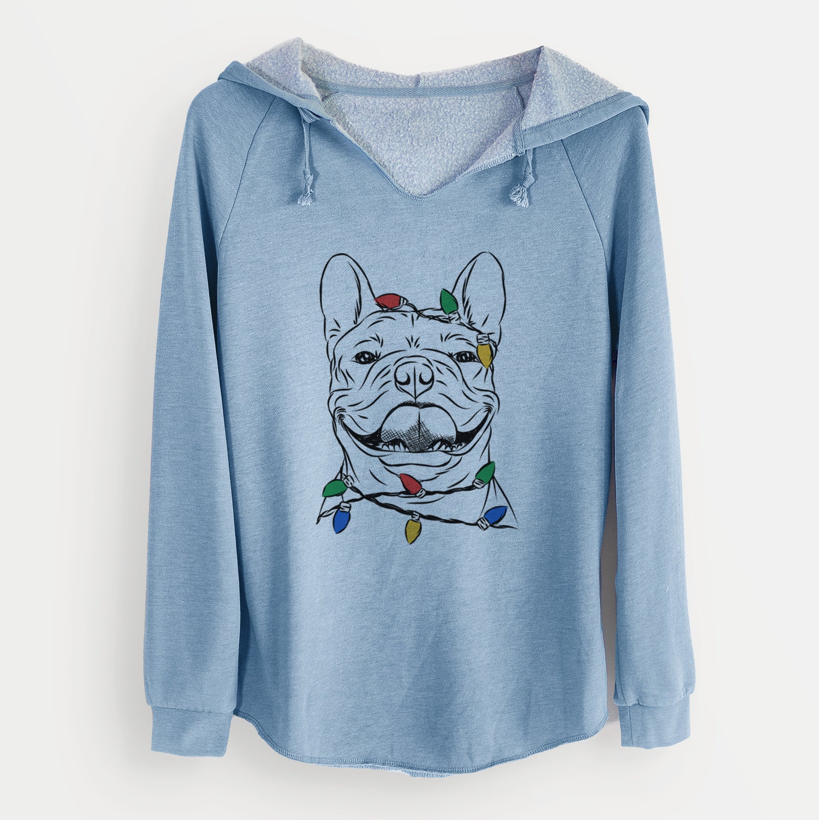 Christmas Lights Gaston the French Bulldog - Cali Wave Hooded Sweatshirt