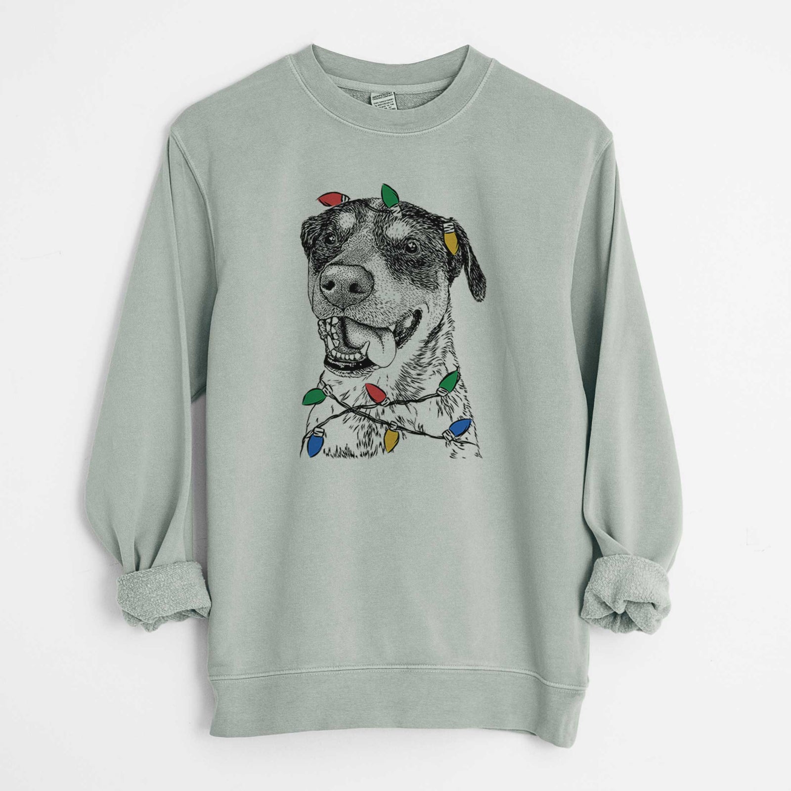 Christmas Lights Gerti the Mixed Breed - Unisex Pigment Dyed Crew Sweatshirt