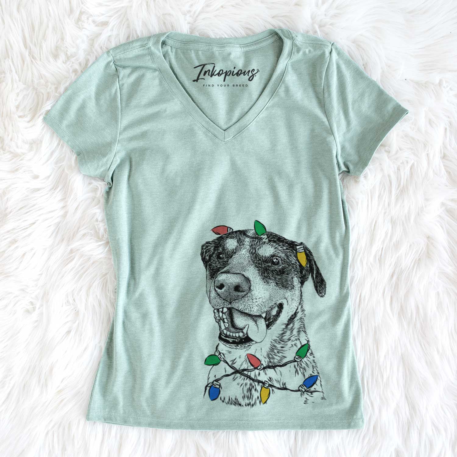 Christmas Lights Gerti the Mixed Breed - Women's V-neck Shirt