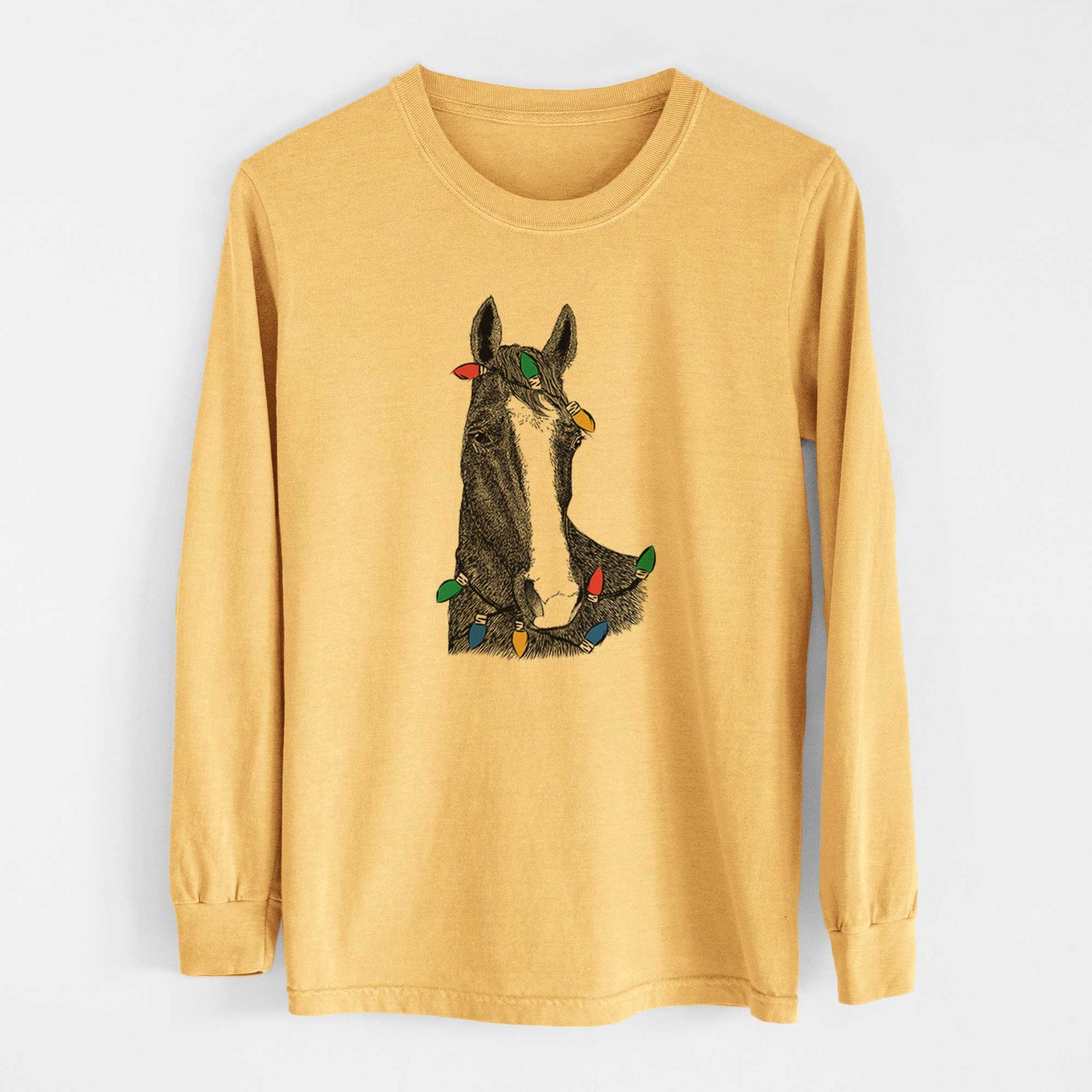 Christmas Lights Gibson the Tennessee Walking Horse - Heavyweight 100% Cotton Long Sleeve