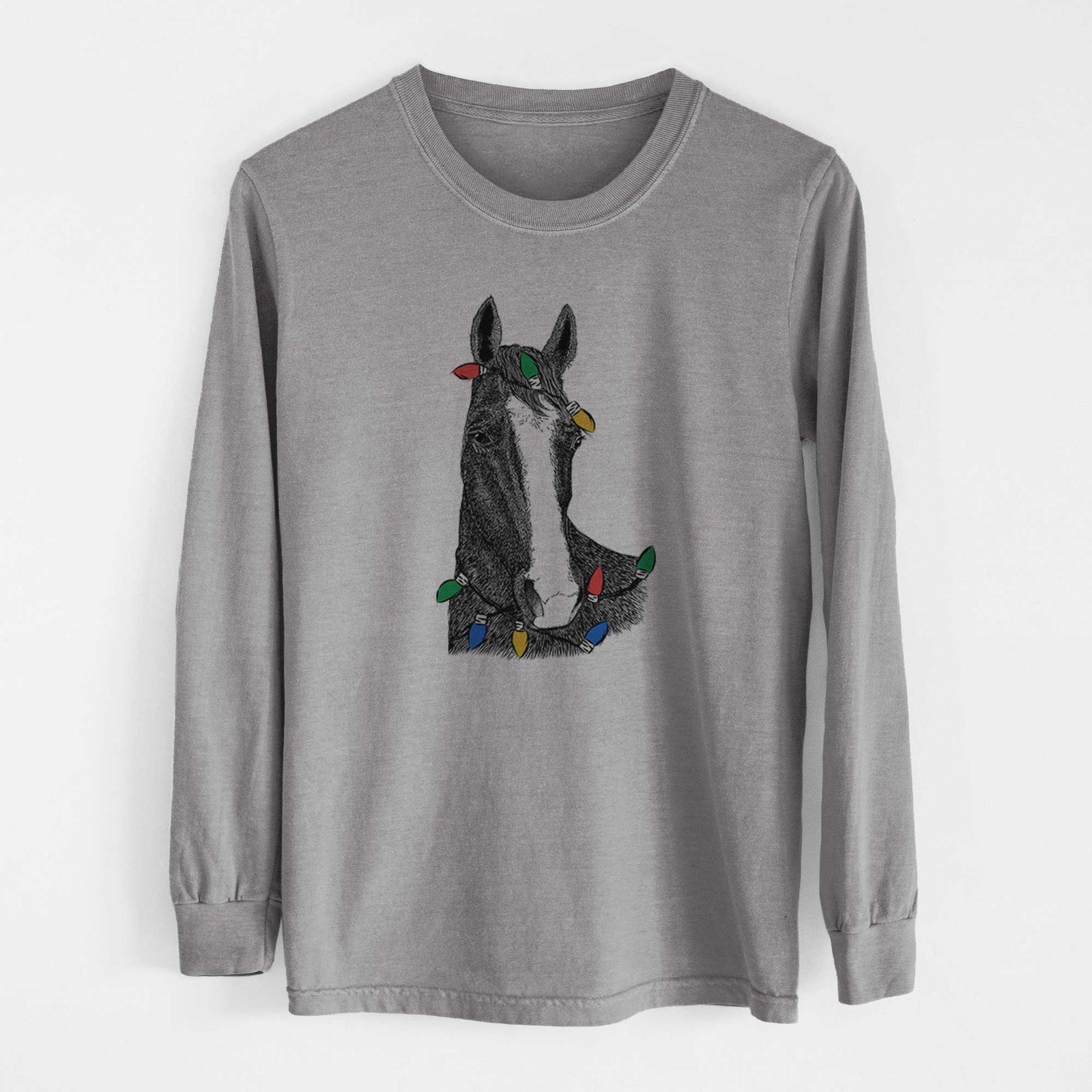 Christmas Lights Gibson the Tennessee Walking Horse - Heavyweight 100% Cotton Long Sleeve
