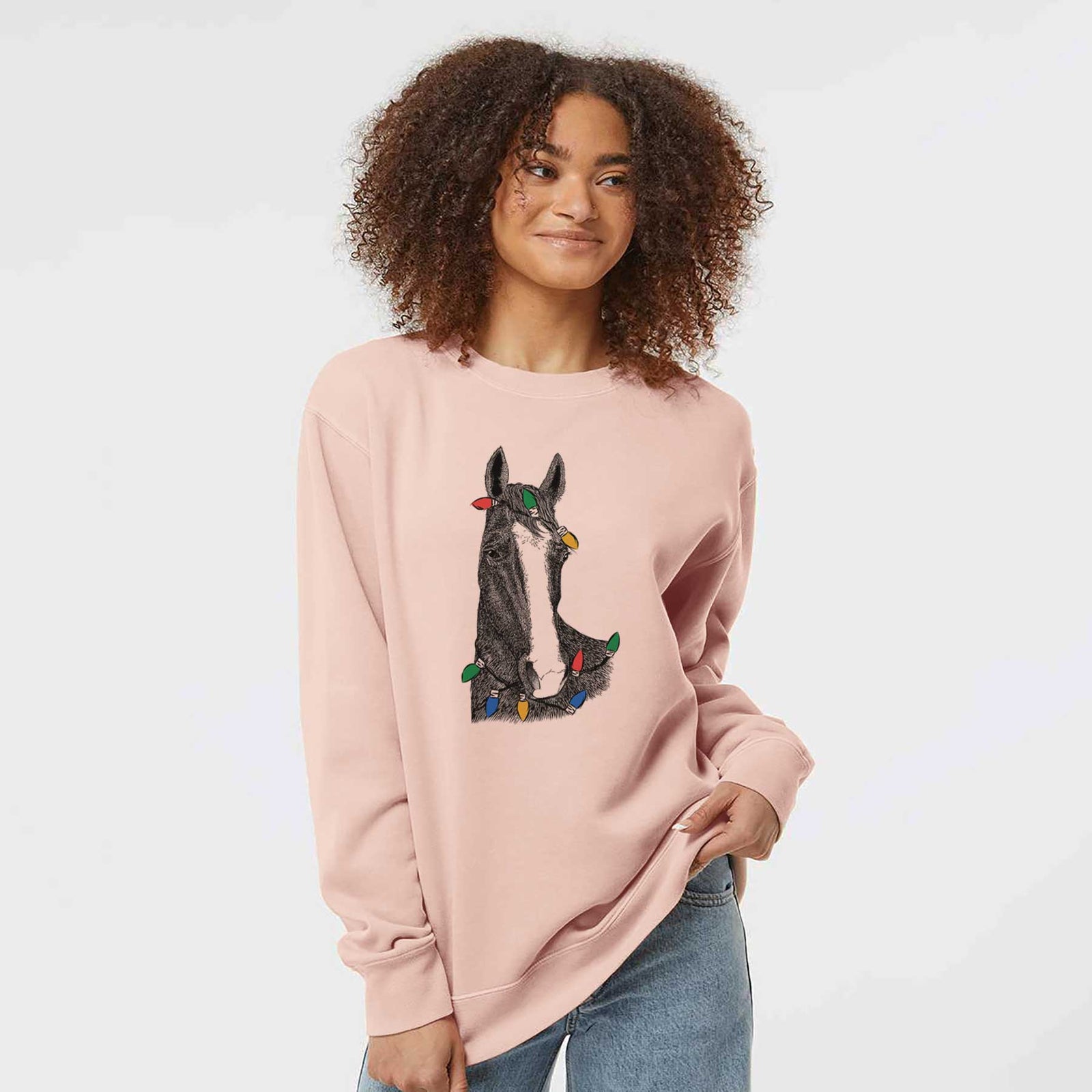 Christmas Lights Gibson the Tennessee Walking Horse - Unisex Pigment Dyed Crew Sweatshirt