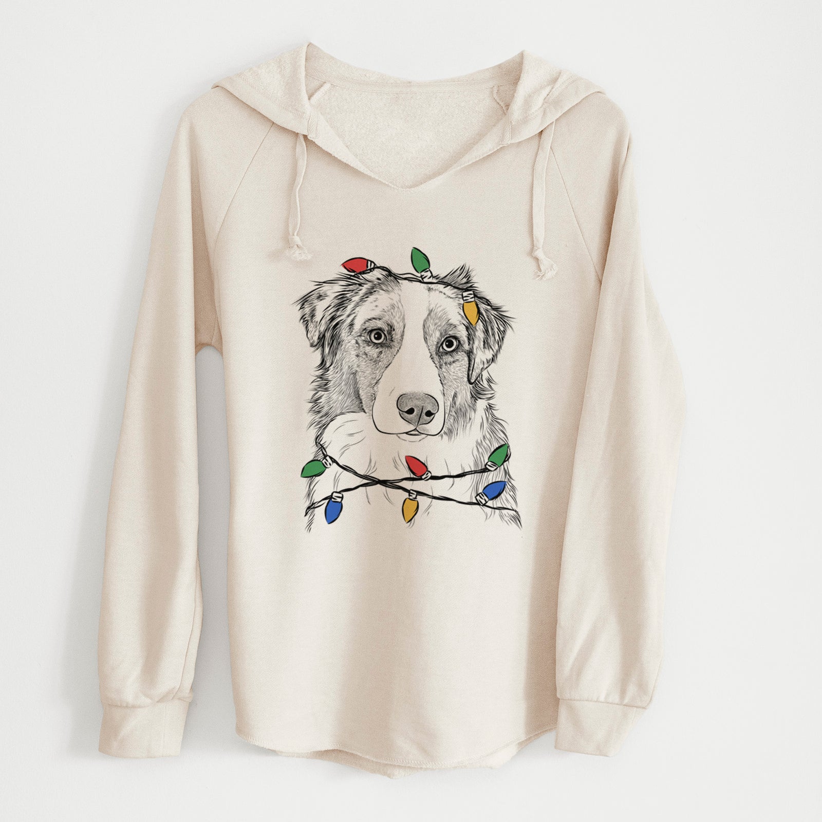 Christmas Lights Ginger the Australian Shepherd - Cali Wave Hooded Sweatshirt