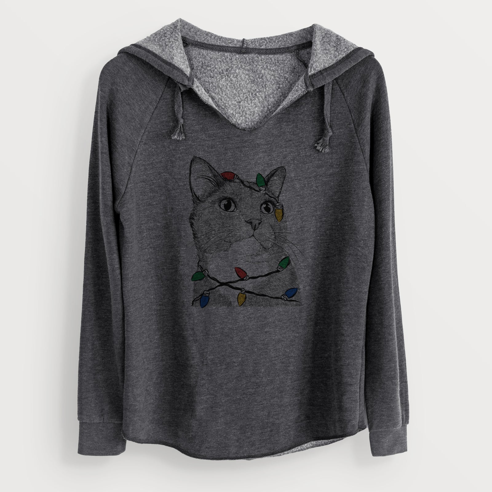 Christmas Lights Gizmo the Grey Cat - Cali Wave Hooded Sweatshirt