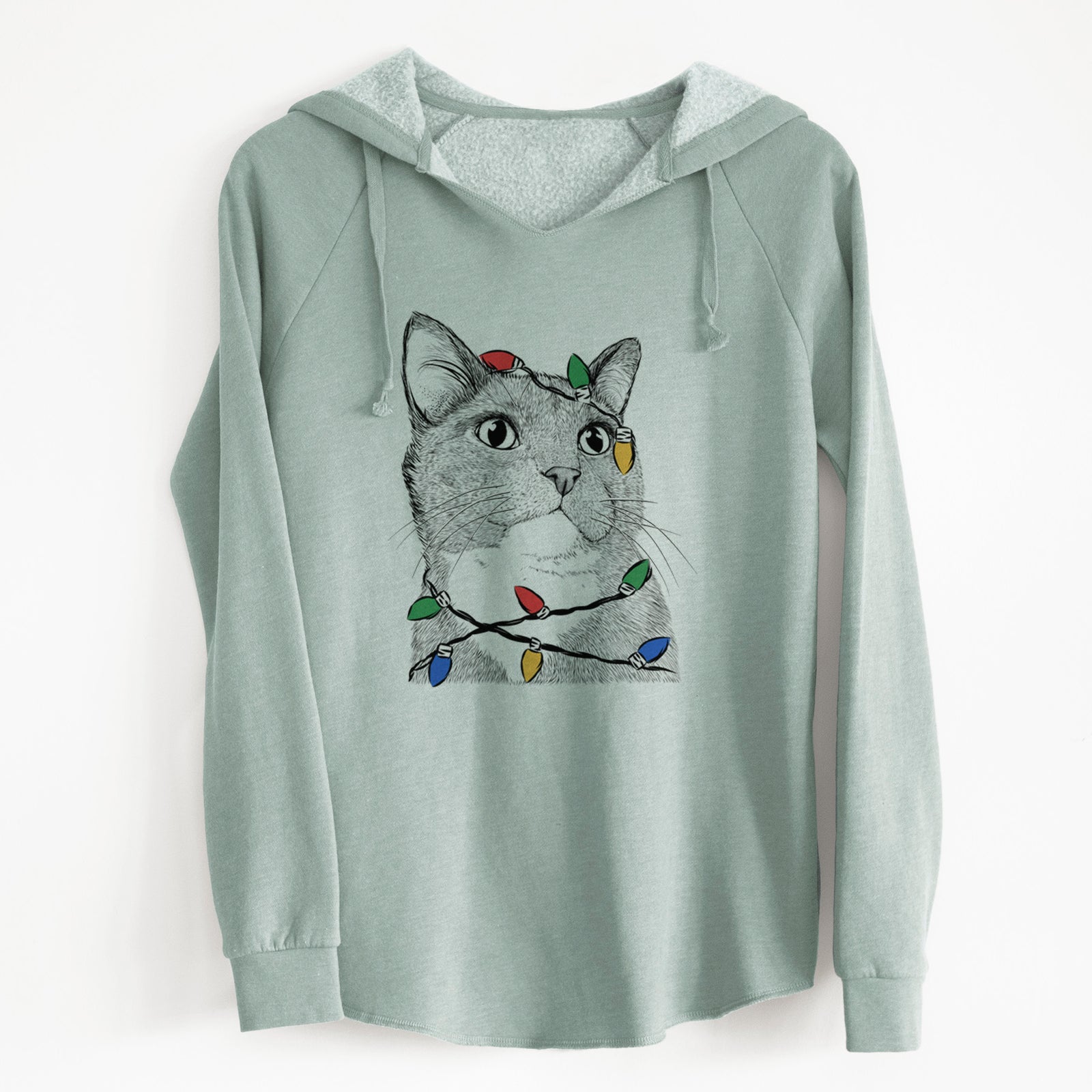 Christmas Lights Gizmo the Grey Cat - Cali Wave Hooded Sweatshirt