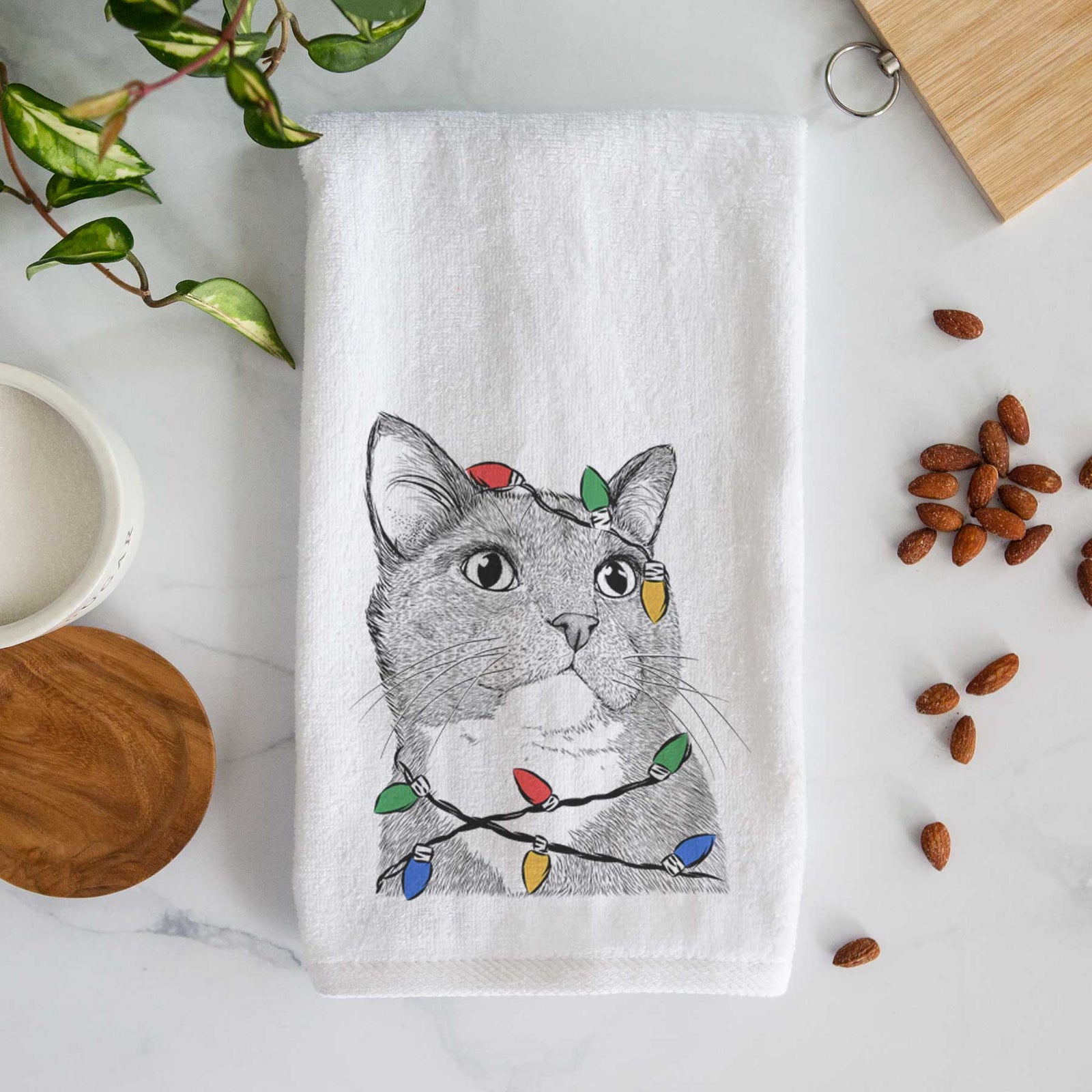 Gizmo the Grey Cat Decorative Hand Towel