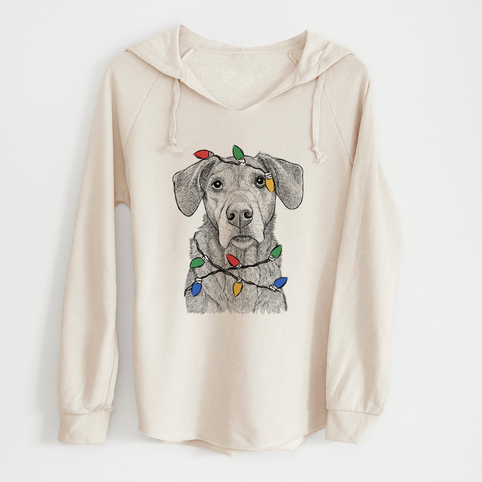 Christmas Lights Gravy the Plott Hound Beagle Mix - Cali Wave Hooded Sweatshirt