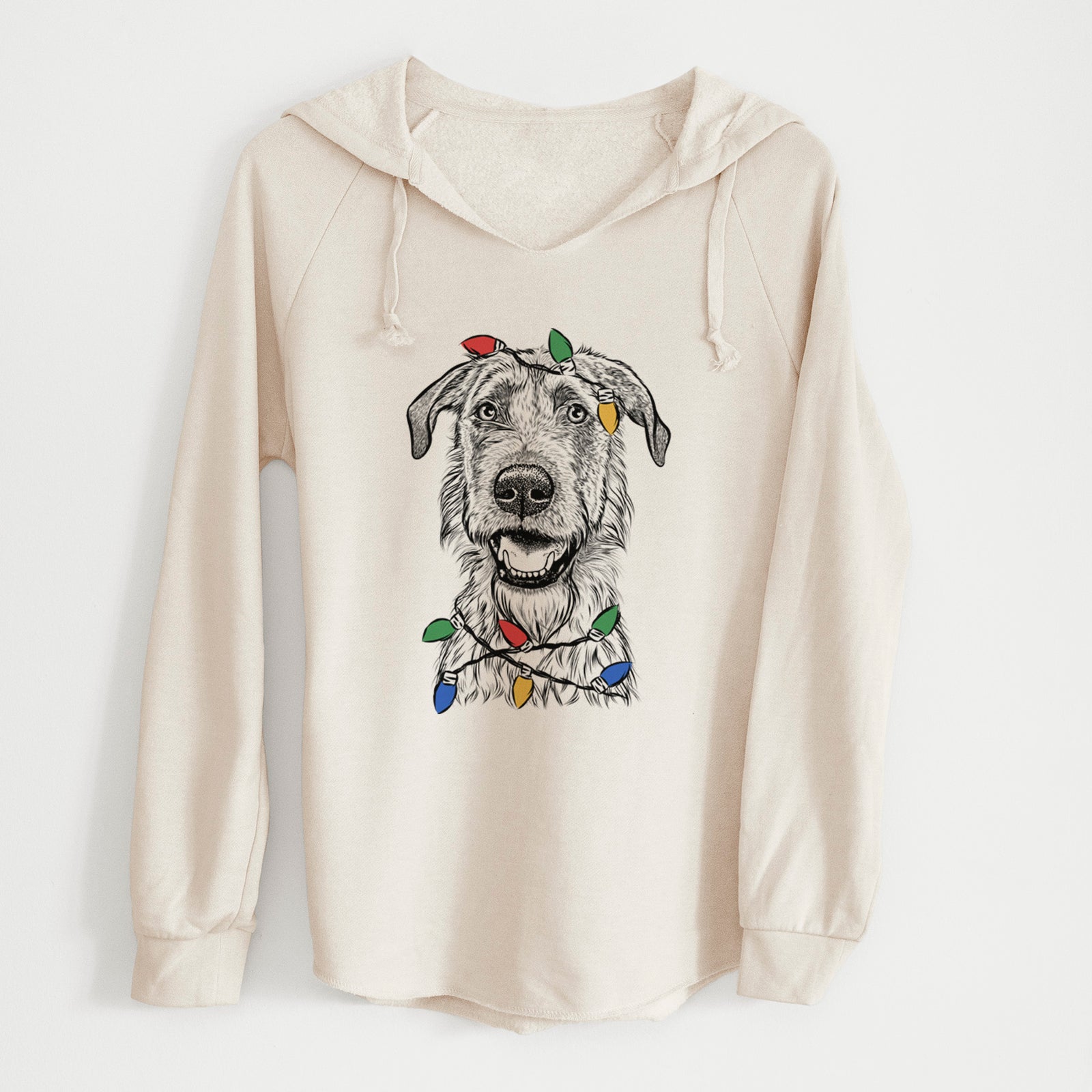Christmas Lights Griffin the Irish Wolfhound - Cali Wave Hooded Sweatshirt