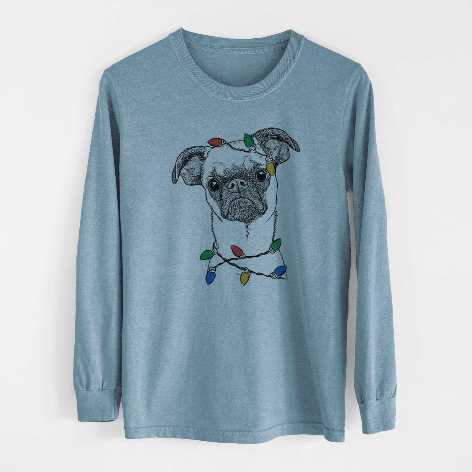 Christmas Lights Groot the Brussels Griffon - Heavyweight 100% Cotton Long Sleeve
