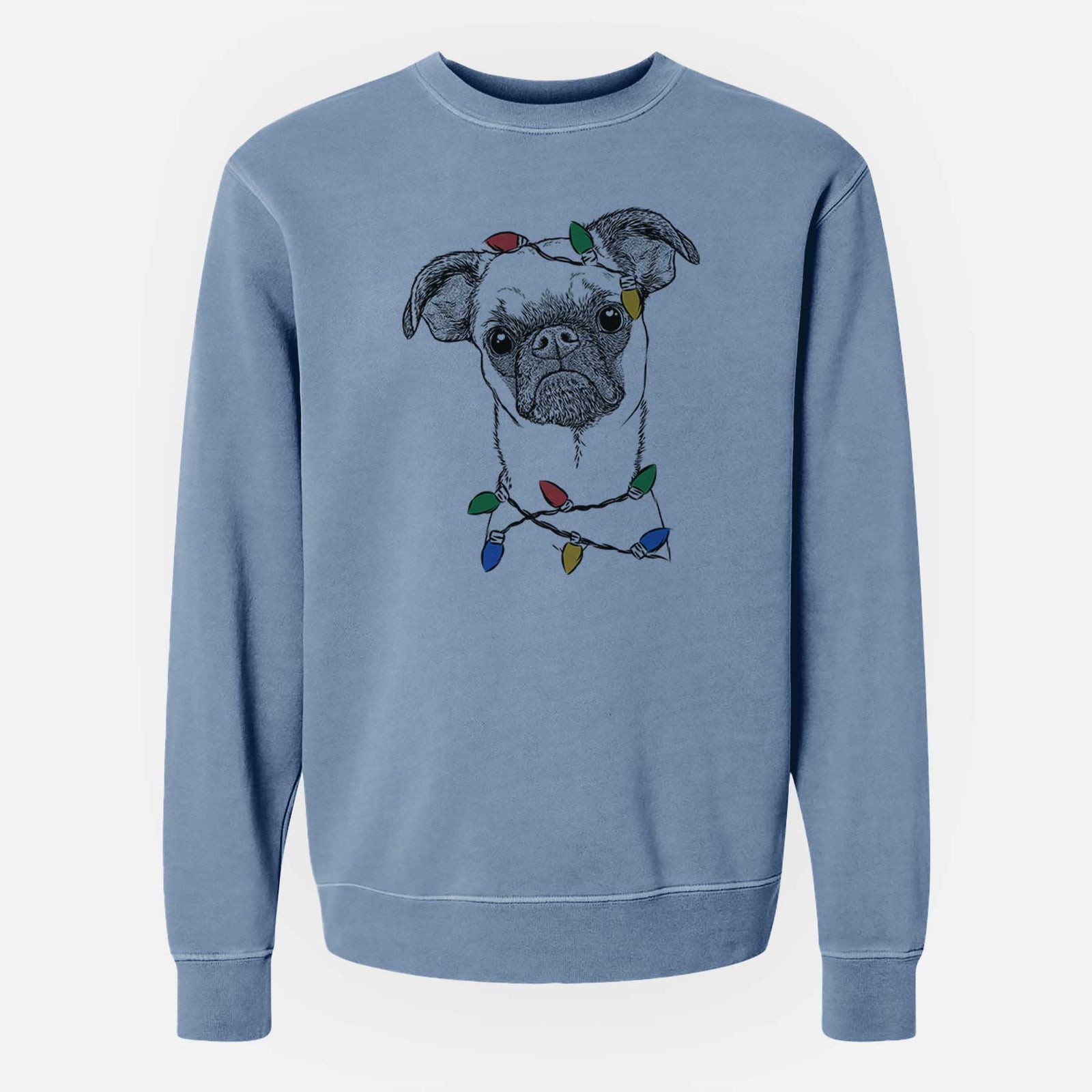 Christmas Lights Groot the Brussels Griffon - Unisex Pigment Dyed Crew Sweatshirt