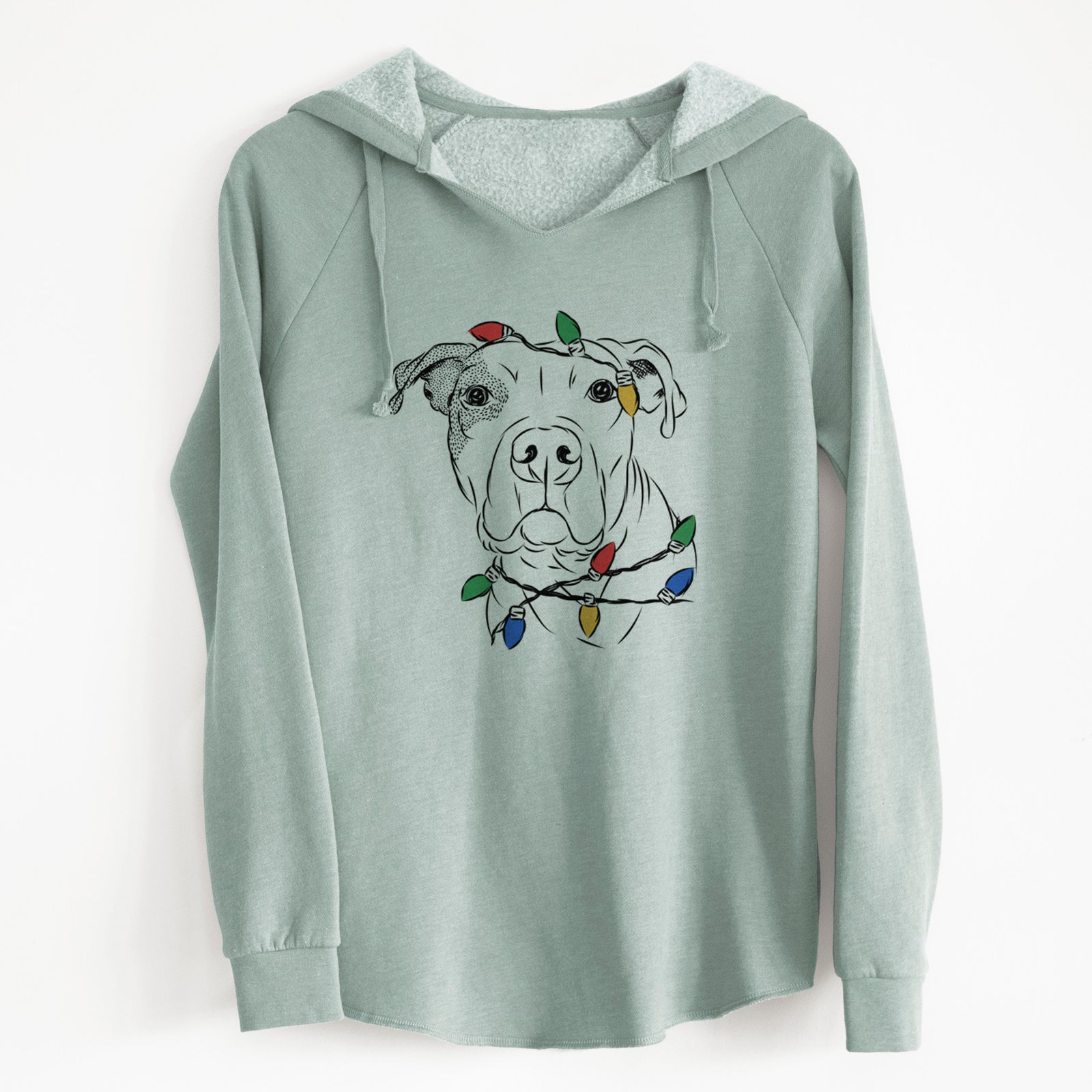 Christmas Lights Gummy the Pitbull - Cali Wave Hooded Sweatshirt