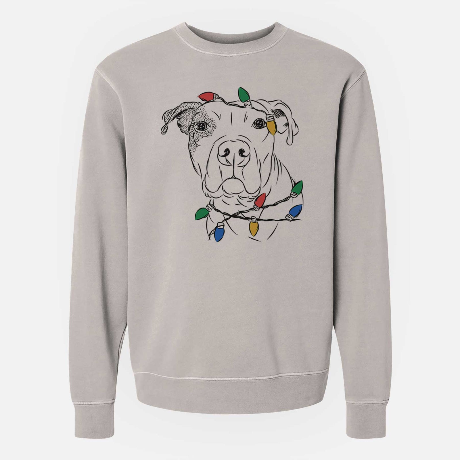 Christmas Lights Gummy the Pitbull - Unisex Pigment Dyed Crew Sweatshirt