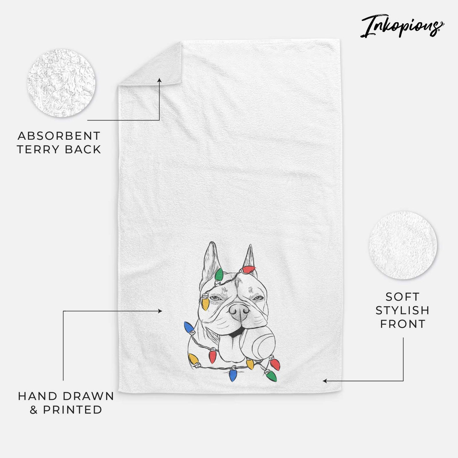 Happy Franco the French Bulldog Decorative Hand Towel