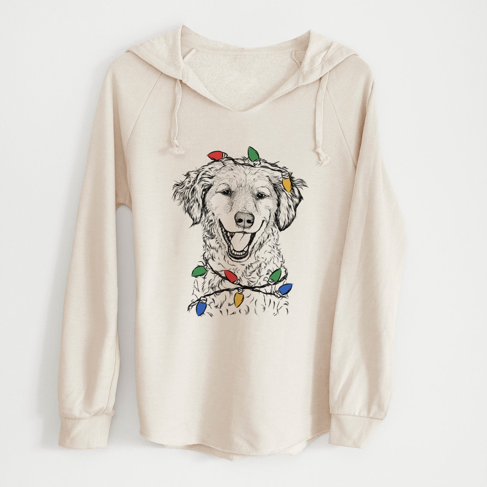 Christmas Lights Happy Otis the Miniature Goldendoodle - Cali Wave Hooded Sweatshirt