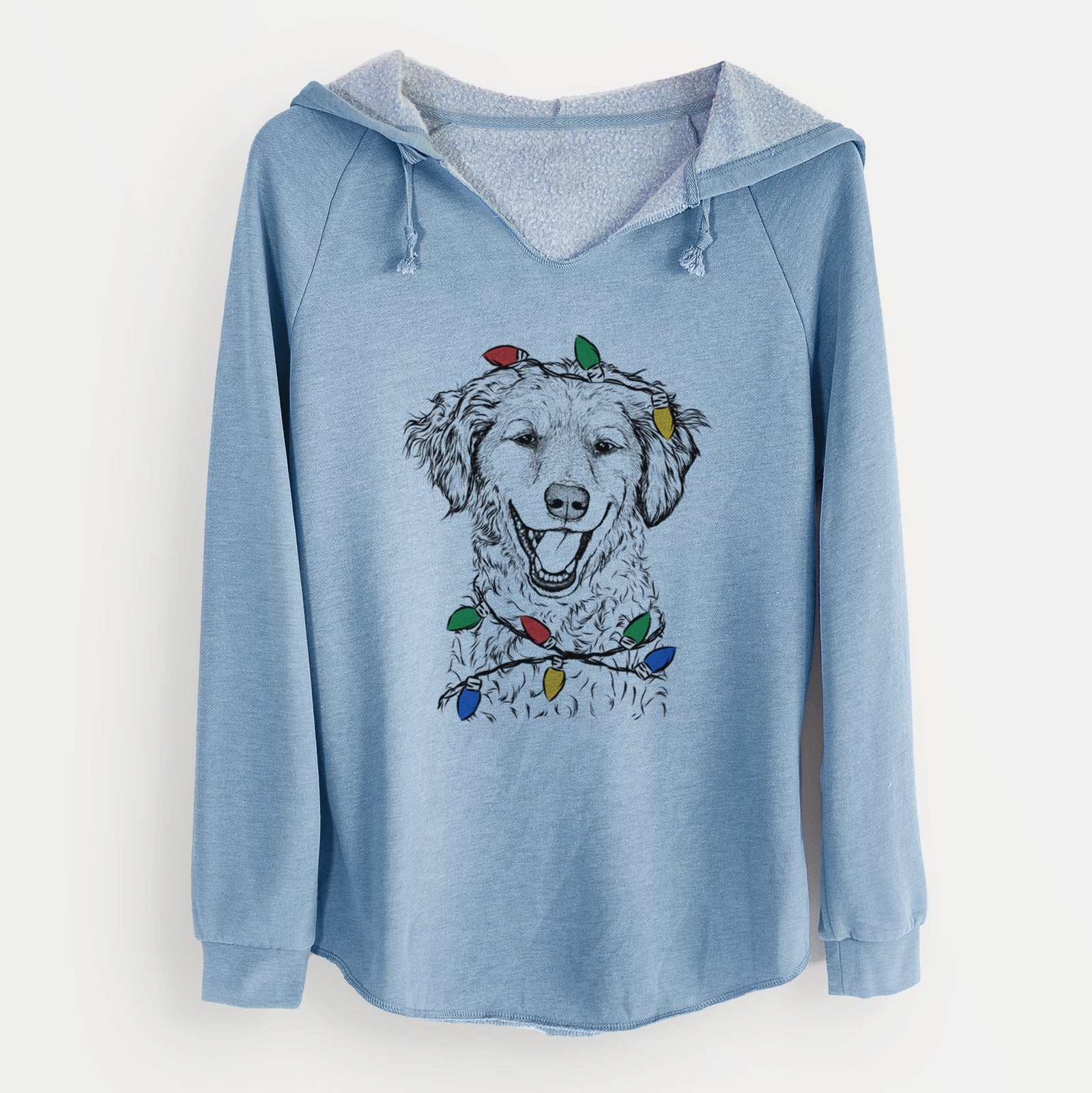 Christmas Lights Happy Otis the Miniature Goldendoodle - Cali Wave Hooded Sweatshirt