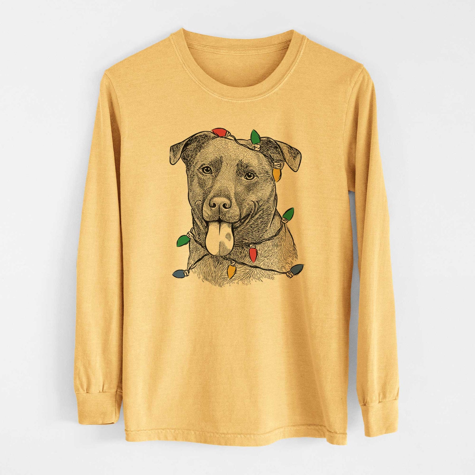 Christmas Lights Harbor the Mixed Breed - Heavyweight 100% Cotton Long Sleeve