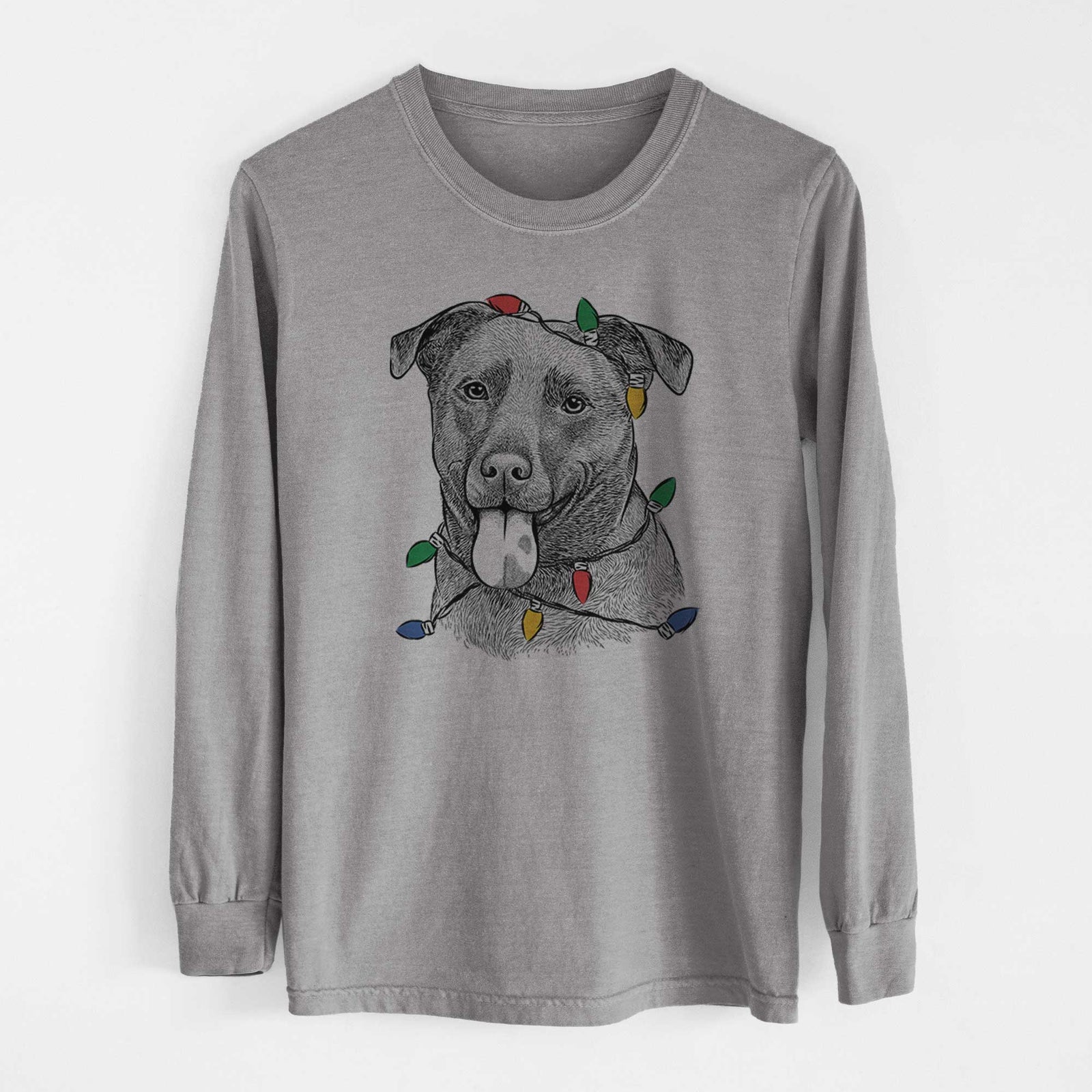 Christmas Lights Harbor the Mixed Breed - Heavyweight 100% Cotton Long Sleeve