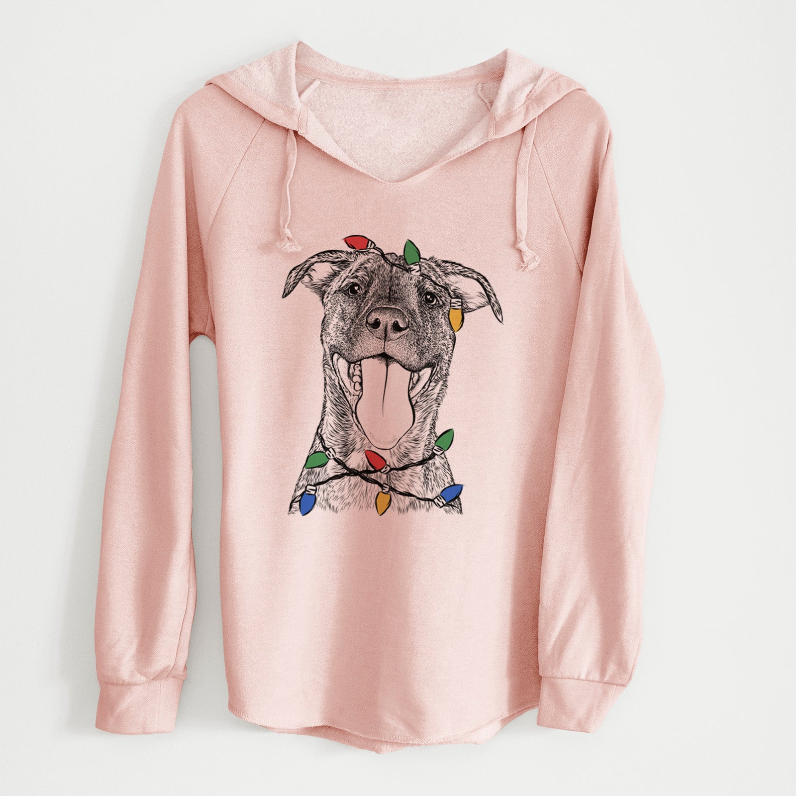 Christmas Lights Harley the Pitbull Mix - Cali Wave Hooded Sweatshirt