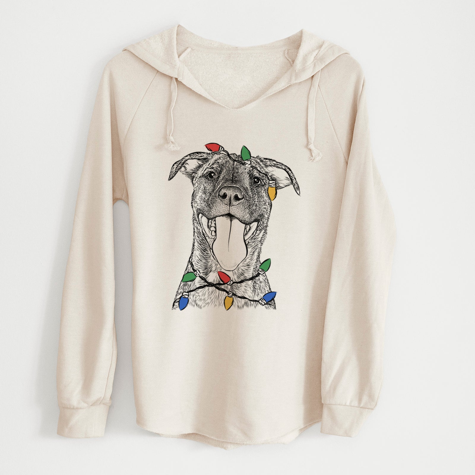 Christmas Lights Harley the Pitbull Mix - Cali Wave Hooded Sweatshirt