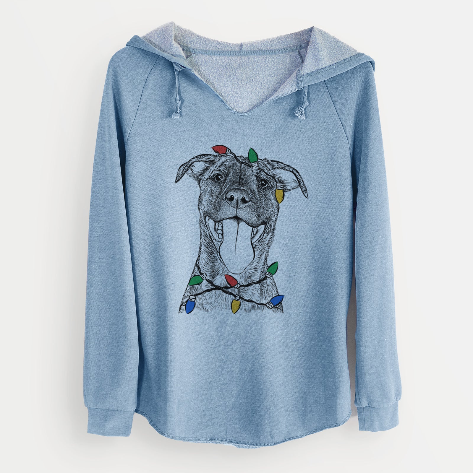 Christmas Lights Harley the Pitbull Mix - Cali Wave Hooded Sweatshirt