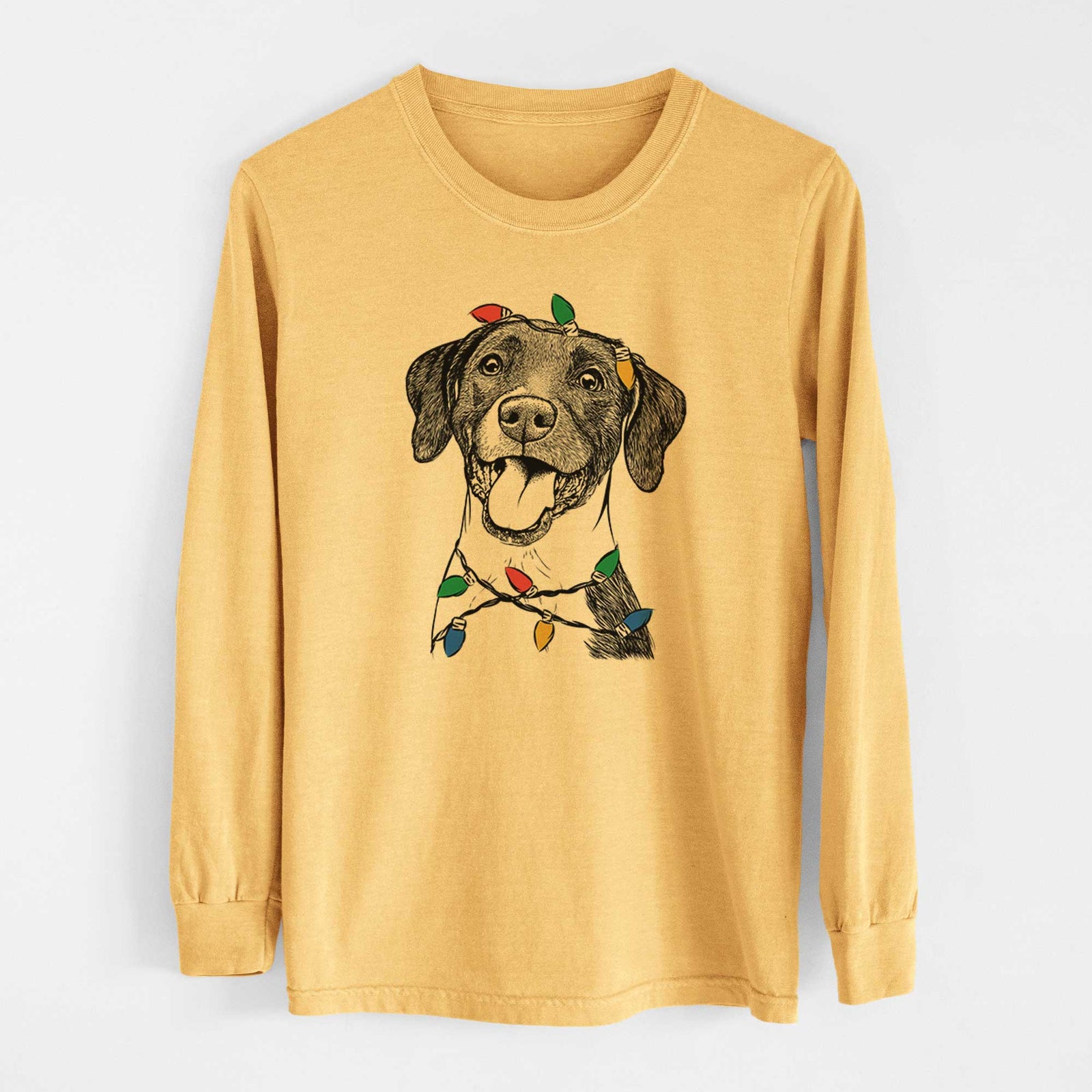 Christmas Lights Harper the Mixed Breed - Heavyweight 100% Cotton Long Sleeve