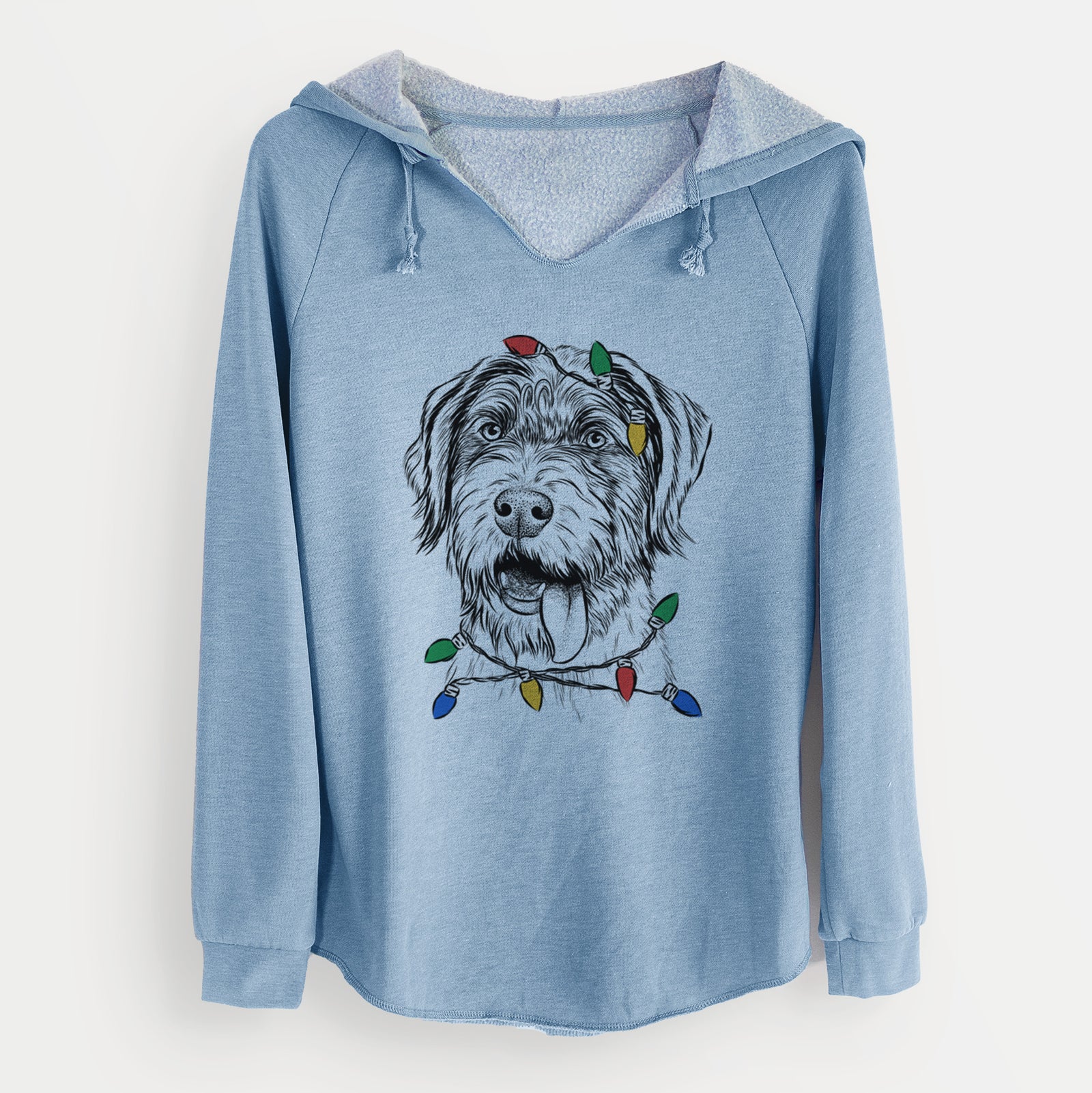 Christmas Lights Hazel the German Wirehaired Pointer Mix - Cali Wave Hooded Sweatshirt