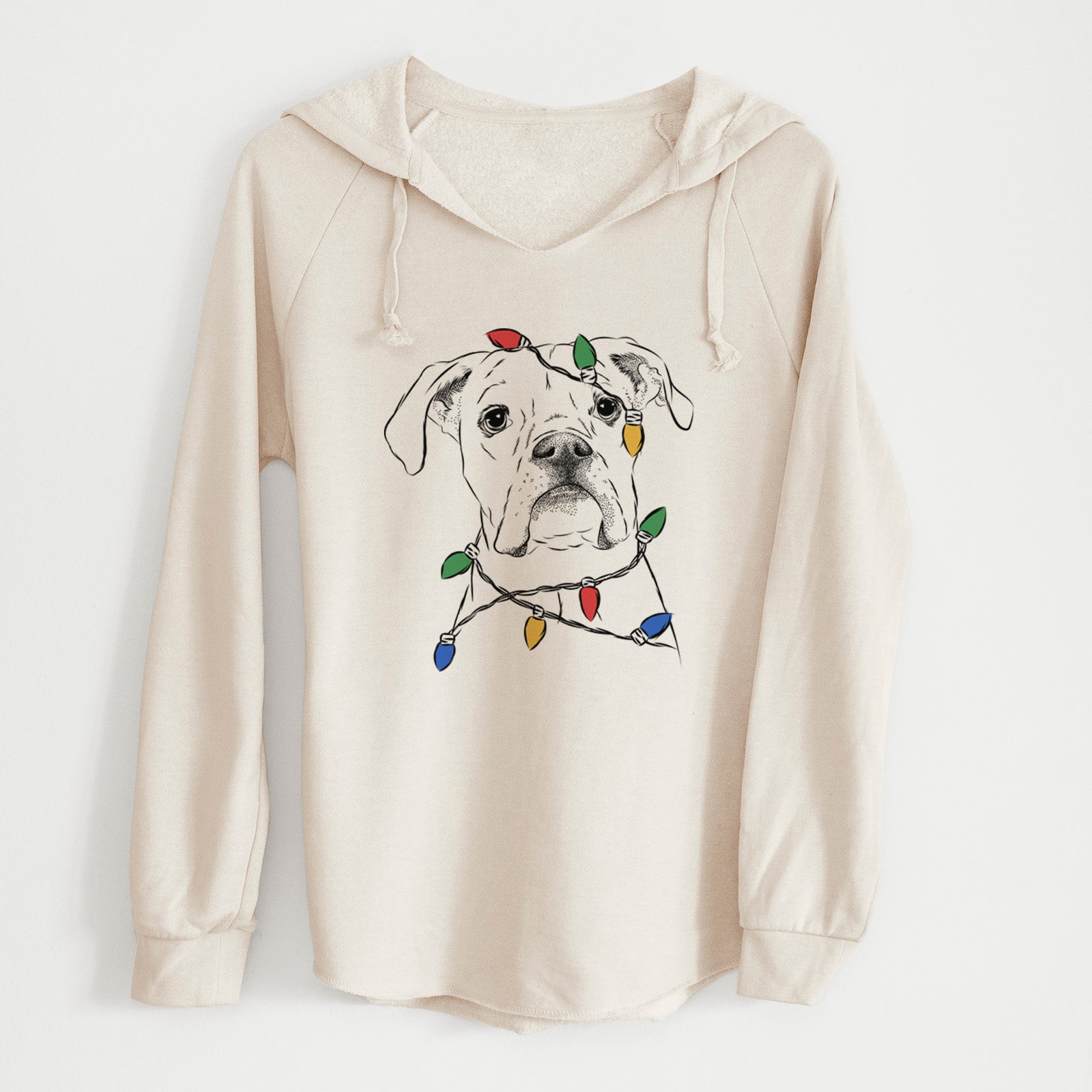Christmas Lights Henley the Boxer - Cali Wave Hooded Sweatshirt
