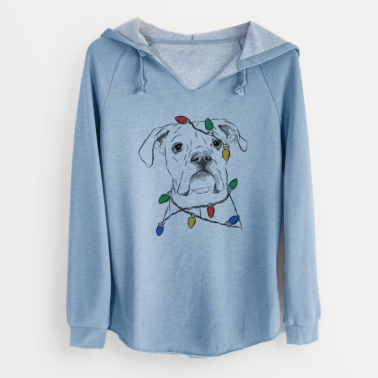 Christmas Lights Henley the Boxer - Cali Wave Hooded Sweatshirt