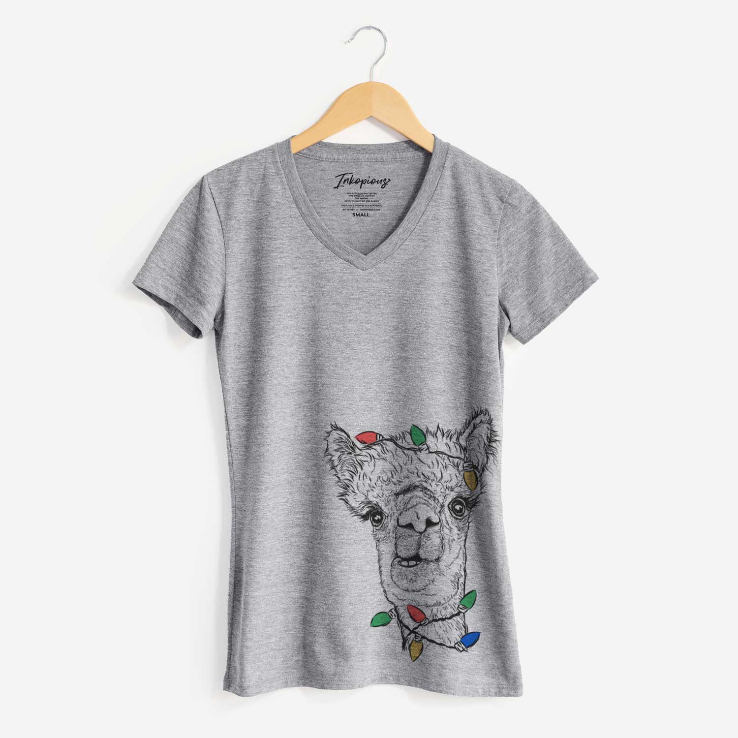 Christmas Lights Henry the Alpaca - Women's V-neck Shirt