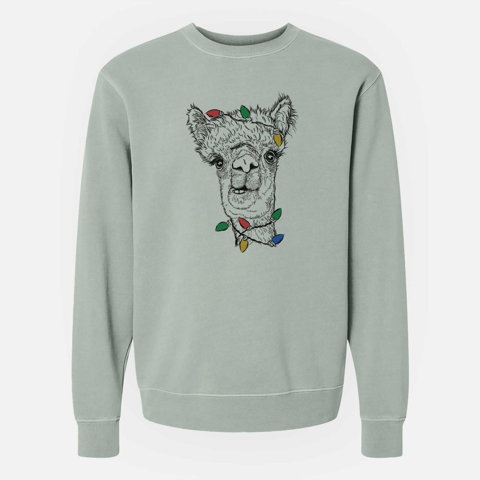 Christmas Lights Henry the Alpaca - Unisex Pigment Dyed Crew Sweatshirt