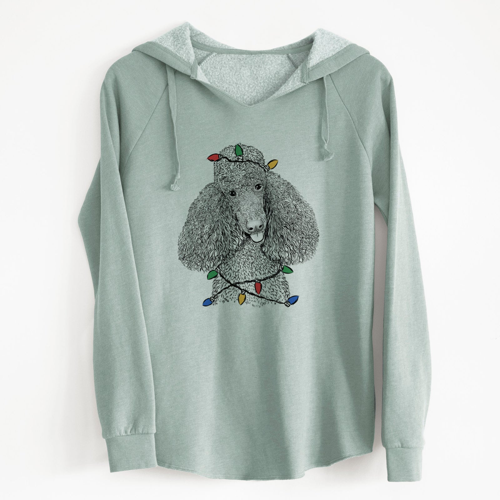Christmas Lights Henry the Standard Poodle - Cali Wave Hooded Sweatshirt