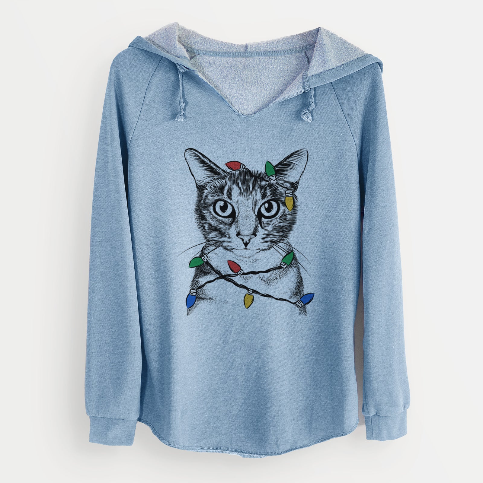 Christmas Lights Hobbes the Tabby Cat - Cali Wave Hooded Sweatshirt