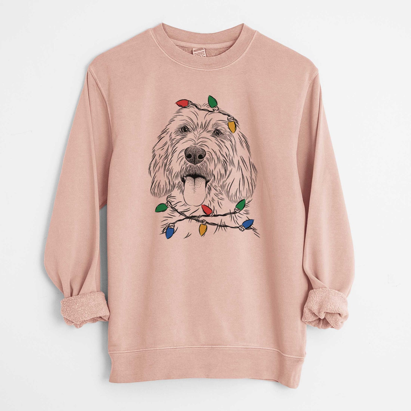 Christmas Lights Homer the Grand Basset Griffon Vendeen - Unisex Pigment Dyed Crew Sweatshirt