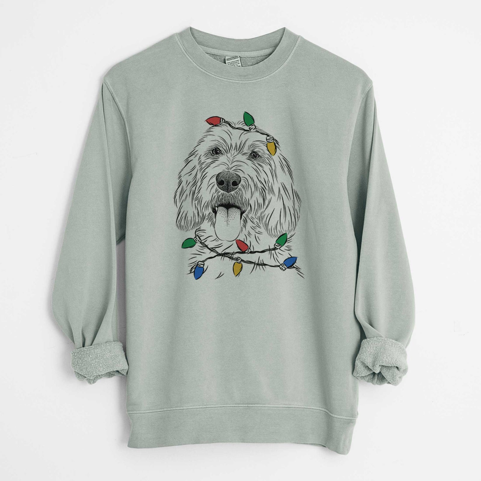 Christmas Lights Homer the Grand Basset Griffon Vendeen - Unisex Pigment Dyed Crew Sweatshirt